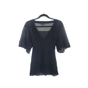 Vintage Y2k Rampage Babydoll Lace Kimono Top Sz M Black Whimsigoth Fairy Flowy